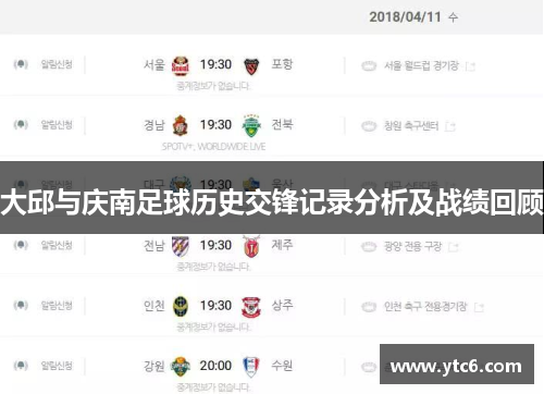 大邱与庆南足球历史交锋记录分析及战绩回顾